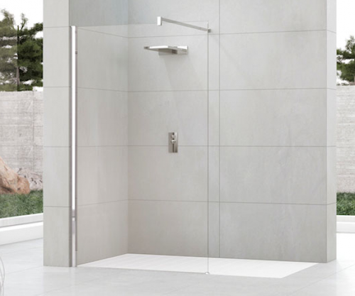 Kabina walk-in przyścienna Novellini Kuadra H 97-100 cm, profil czarny