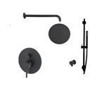 Kompletny zestaw prysznicowy podtynkowy Piper z drążkiem, czarny mat
