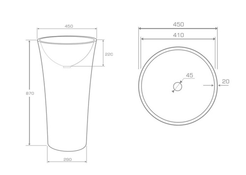 Umywalka wolnostojąca Ravon Lovely, bikolor mat lub połysk