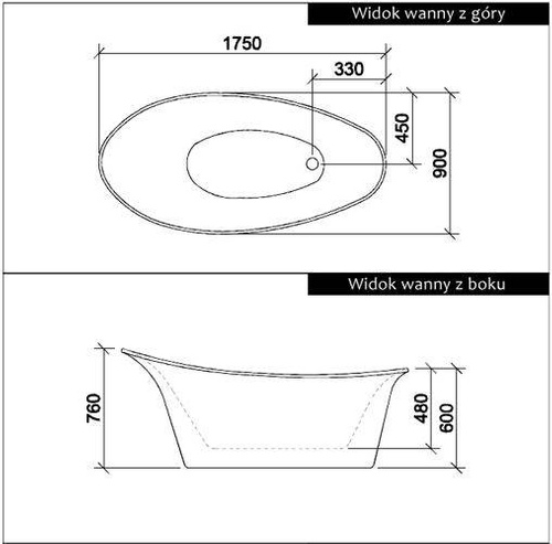 WANNA WOLNOSTOJĄCA RAVON EUPHORIA, BIAŁY POŁYSK