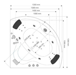 WANNA Z HYDROMASAŻEM NAROŻNA JACUZZI AQUAPEUTIC AQ-636, 2-osobowa 135x135x60 cm