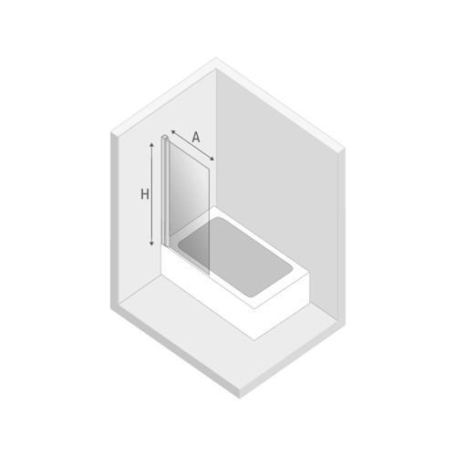 Parawan wannowy New Soleo 1-elementowy, uchylny, 100x140 cm, lewy/prawy, srebrny