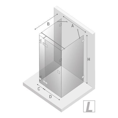 Kabina prysznicowa przyścienna Eventa 100x80x200 cm, srebrny, strona prawa lub lewa.