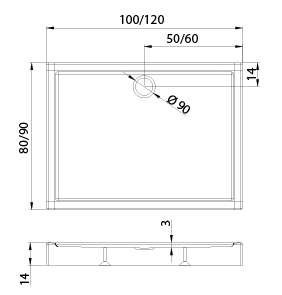 Brodzik Columbus z wypełnieniem styropianowym 100x90x14 cm, biały połysk