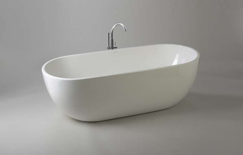 Wanna wolnostojąca Ravon Space z przelewem, biały połysk