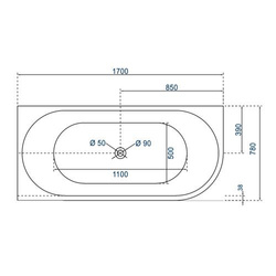 WANNA WOLNOSTOJĄCA SIRENA WALL 170X78X60, strona lewa