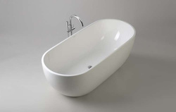 Wanna wolnostojąca Ravon Space z przelewem, biały połysk