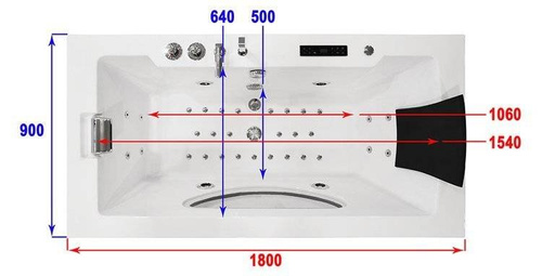 WANNA SPA Z HYDROMASAŻEM JACUZZI AQUAPEUTIC AQ-107 PLUS, 1-osobowa 180x91x60 cm prawa