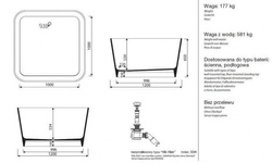 Wanna wolnostojąca Balia, bez przelewu, 121,5x121,51x65 cm, biały połysk