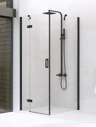 Kabina prysznicowa prostokątna New Renoma Black 120x80x195, wspornik równoległy, lewa/prawa, czarny mat