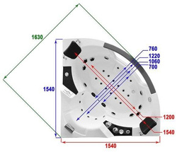 WANNA SPA Z HYDROMASAŻEM JACUZZI AQUAPEUTIC 1060, 2-osobowa 154x154x69 cm