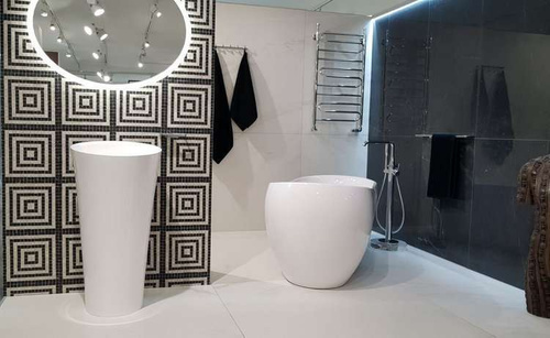 Umywalka wolnostojąca Ravon Saxo, średnica 48 cm, biały połysk