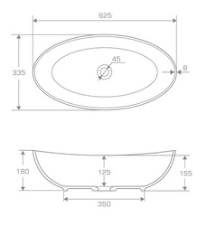 Umywalka Ravon Tulipano 62x33,5x17 cm, kolor z palety RAL/NCS