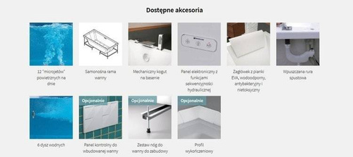 Wanna do zabudowy Novellini Calos 170x80 cm, biały połysk