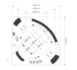 Wanna z hydromasażem narożna SPA AQ-1004 Turbo  2-osobowa, 152x152x56 cm