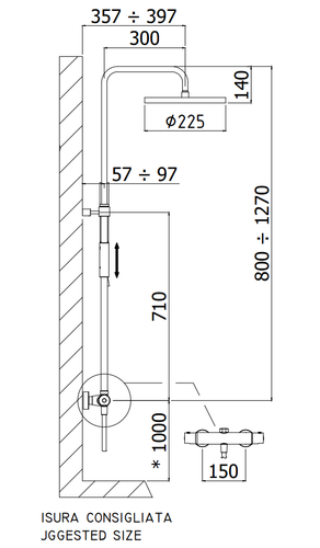 Kompletny zestaw prysznicowy natynkowy, złoto szczotkowane