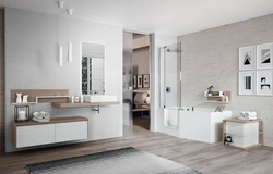 Wanna do zabudowy z zagłówkiem Novellini Iris 160x70 cm z 1 panelem przednim i 1 bocznym, z parawanem nawannowym przyściennym, strona lewa