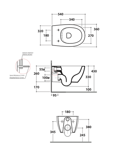 Misa wc wisząca Globo 4All, 54 cm, kolor