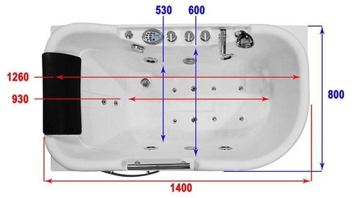 WANNA SPA Z HYDROMASAŻEM JACUZZI AQUAPEUTIC AQ-1683, 1-osobowa 140x80x66cm lewa