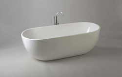 Wanna wolnostojąca Ravon Space z przelewem, biały połysk