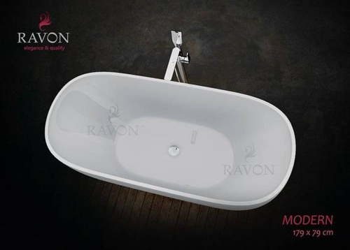 WANNA WOLNOSTOJĄCA RAVON MODERN KOMPOZYT QUALTEC, BIAŁY POŁYSK