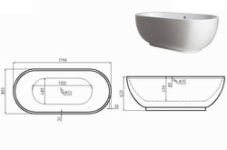 WANNA WOLNOSTOJĄCA RAVON MODERN KOMPOZYT QUALTEC, BIAŁY POŁYSK