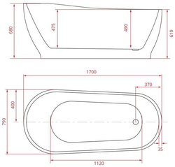 WANNA WOLNOSTOJĄCA SIRENA 75 170X80X68
