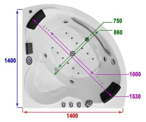 WANNA SPA Z HYDROMASAŻEM AQUAPEUTIC AQ-1001, 2-osobowa 140x140x65 cm