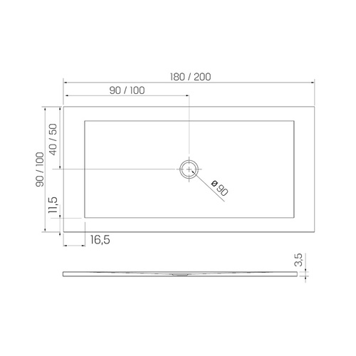 Brodzik konglomeratowy NEX SHADE 120x90x3,5 cm, antracyt RAL 7016 