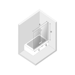 Parawan wannowy New Soleo Black łamany 120x140 cm, czarny mat, lewy
