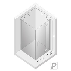 Kabina prysznicowa prostokątna New Renoma Black 100x80x195, lewa