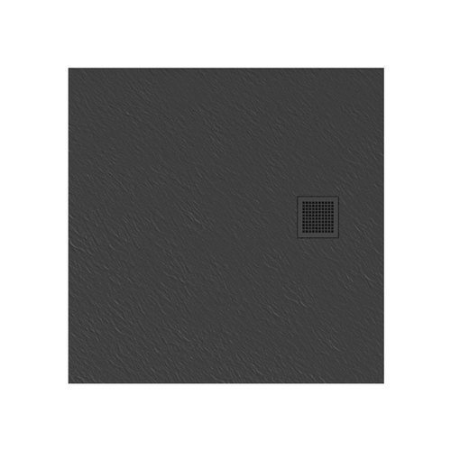 Brodzik Mori 90x90x3 cm ze strukturą kamienia naturalnego, szary mat RAL 7040