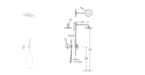 Kompletny system prysznicowy podtynkowy z deszczownicą okrągłą 30 cm Study Exclusive, biały mat
