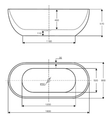 Wanna wolnostojąca Ravon Space z przelewem, biały połysk