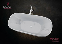 WANNA WOLNOSTOJĄCA RAVON MODERN KOMPOZYT QUALTEC, BIAŁY POŁYSK