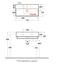 Umywalka wisząca Globo T-edge, 71x37 cm, kolor mat