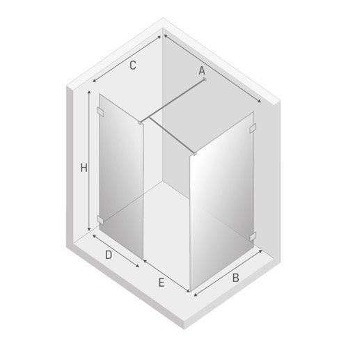 Kabina prysznicowa walk-in Eventa 160x100x200 cm, srebrny.