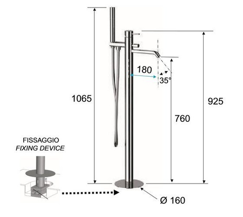 Bateria wannowa wolnostojąca Tokyo, różowe złoto szczotkowane lub miedź szczotkowana