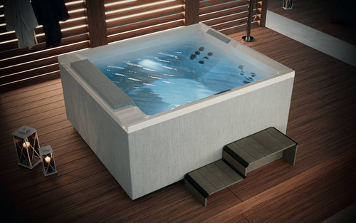 Wanna z hydromasażem Divina L Outdoor SPA Plus Novellini, 185x160x85 cm
