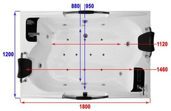 WANNA SPA Z HYDROMASAŻEM JACUZZI AQUAPEUTIC AQ-197 2-osobowa NERO 180x120x59cm