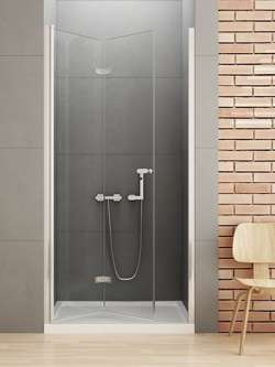 Drzwi prysznicowe pojedyncze składane New Soleo 90x195 cm, profil srebrny.