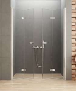 Drzwi prysznicowe składane, podwójne New Soleo 130x195 cm, profil srebrny.