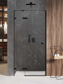 Drzwi prysznicowe uchylne Avexa Black 120x200 cm, strona prawa lub lewa, czarny mat